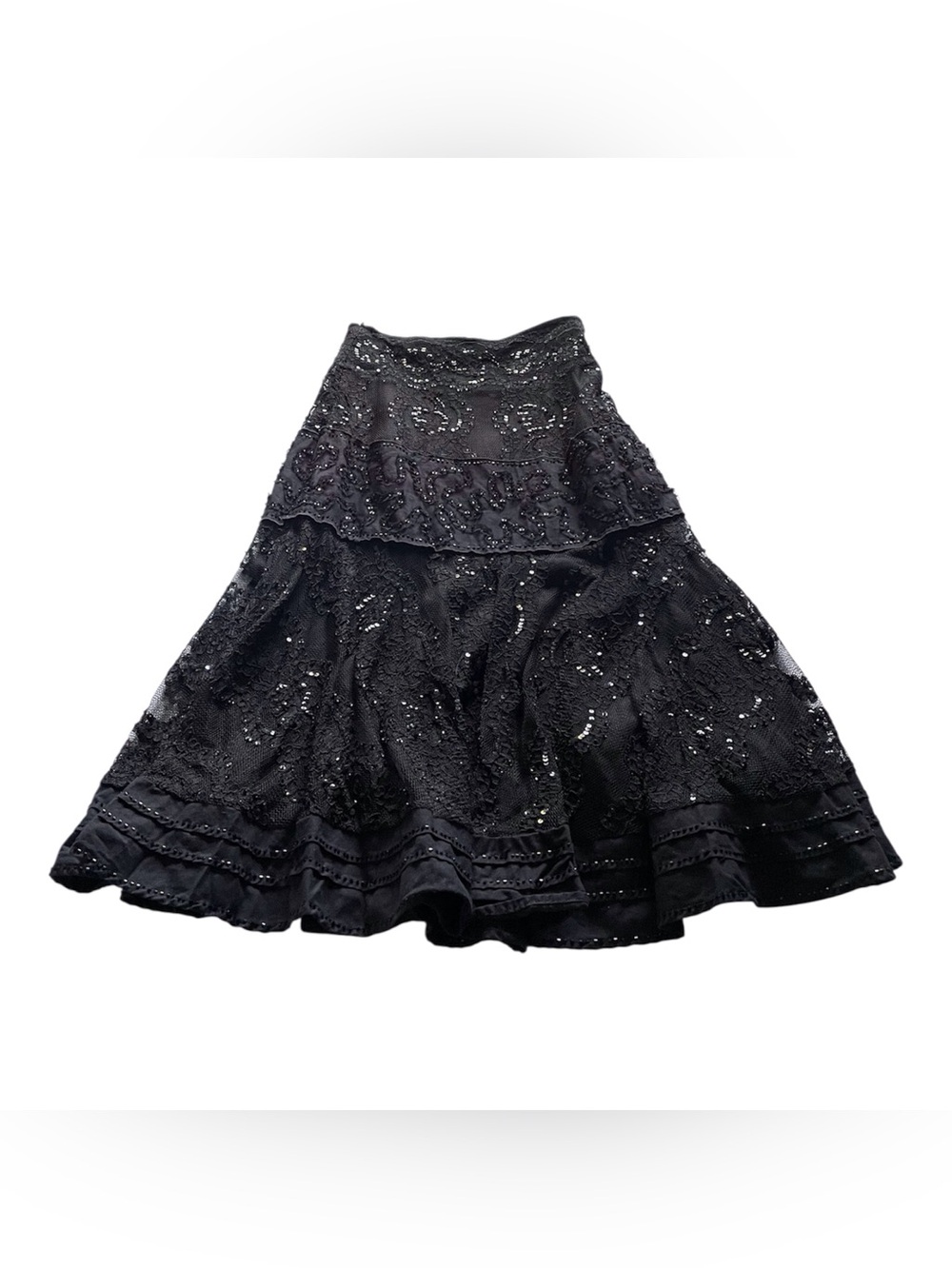 Lillie Rubin Black Sequin Lace Maxi Women's Skirt, 2 - Picture 11 of 11